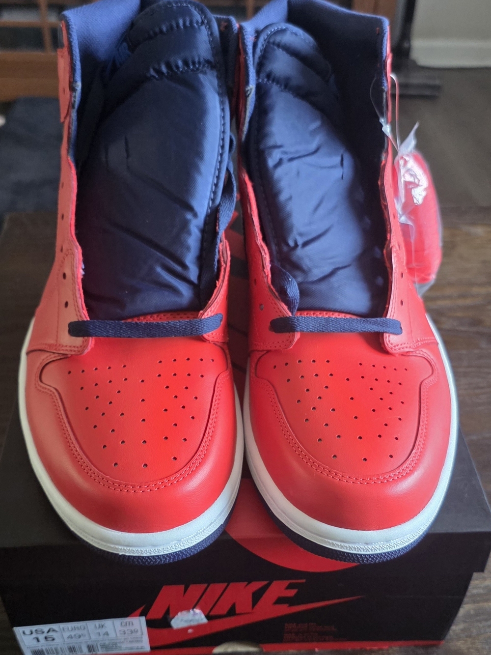 Nike Air Jordan 1 Retro High OG David Letterman Red/Blue 2016 555088-606 Size 15